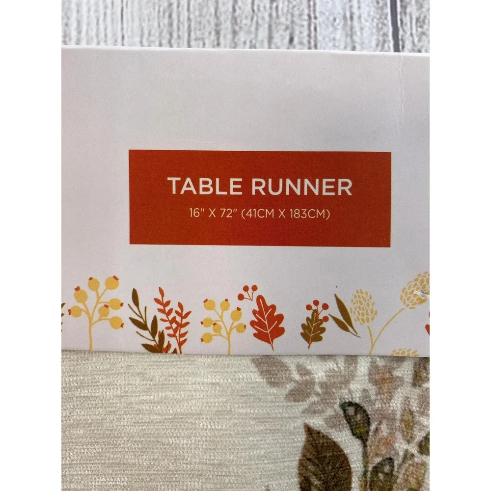 Rachel Ashwell Farmhouse Table Runner 16x72 Cream Beaded Pumpkin Fall Harvest
